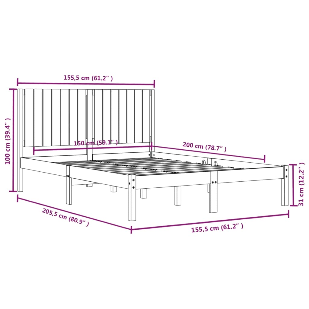 Giroletto Bianco in Legno Massello 150x200 cm King Size 3104419