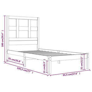 Giroletto Bianco in Legno Massello di Pino 90x190 cm 3FT Single cod mxl 64044