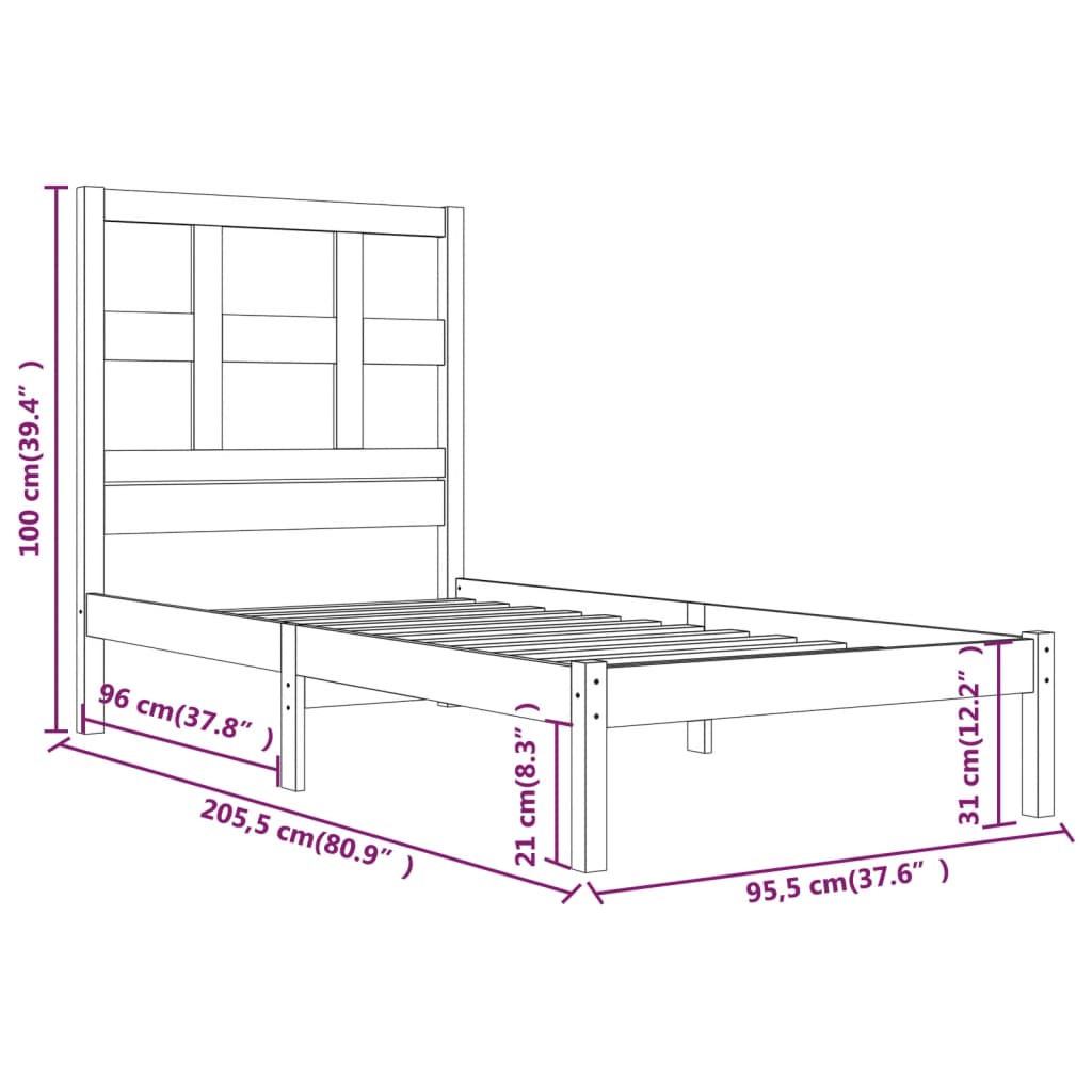 Giroletto Bianco in Legno Massello di Pino 90x200 cm cod mxl 58676