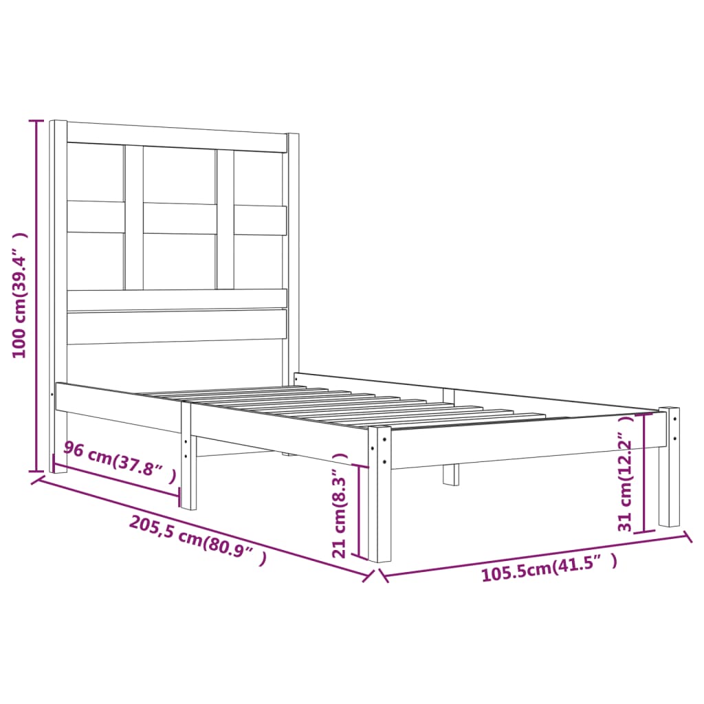 Giroletto in Legno Massello di Pino 100x200 cm 3104468