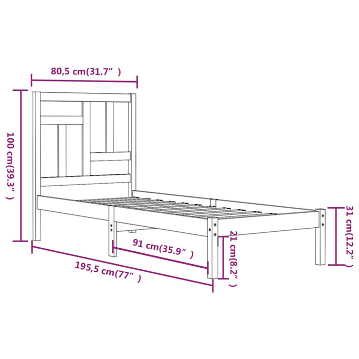 Giroletto in Legno Massello 75x190 cm Small Single 3104503