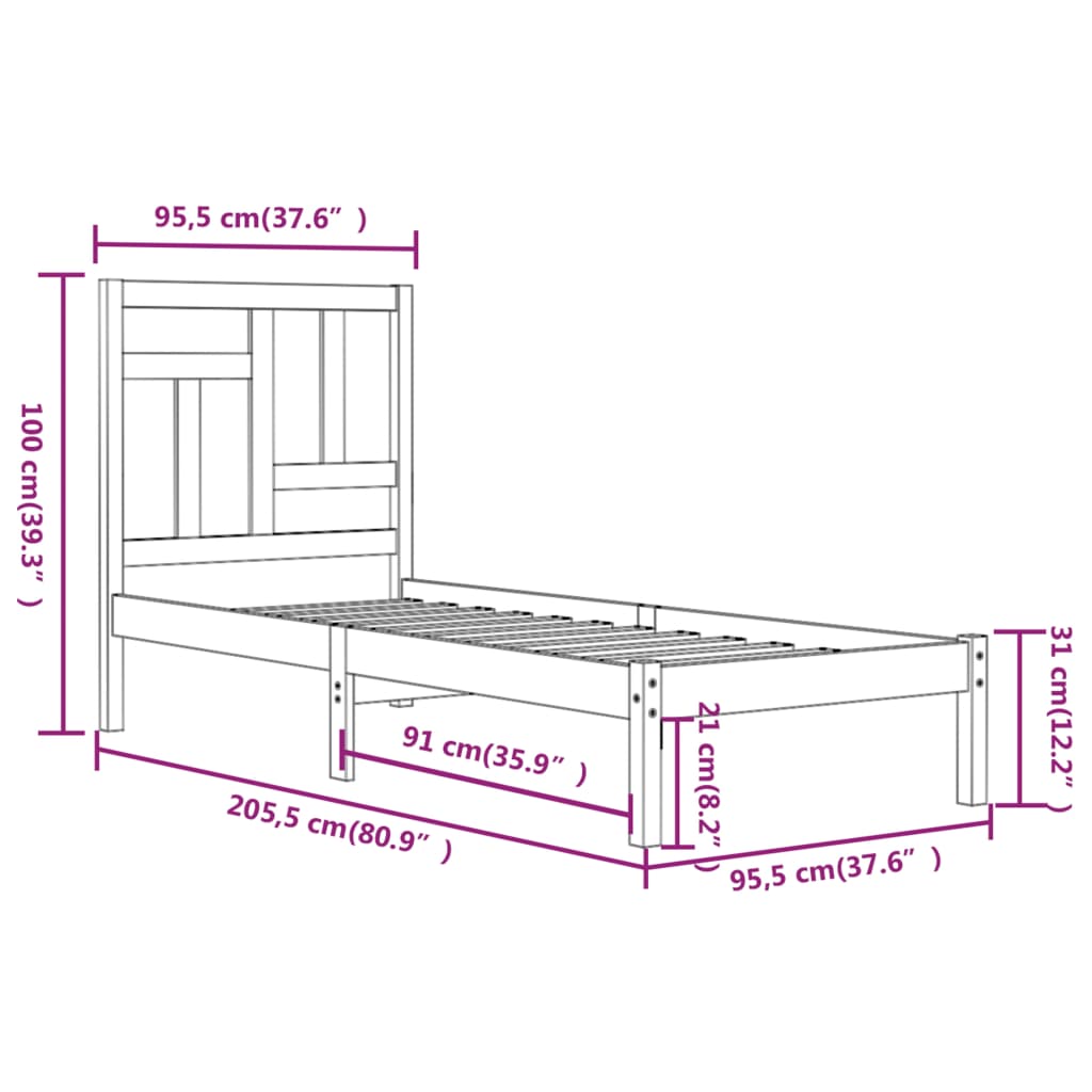 Giroletto in Legno Massello di Pino 90x200 cm cod mxl 53452