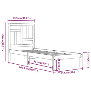 Giroletto in Legno Massello di Pino 90x200 cm 3104528