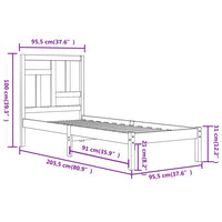 Giroletto Grigio in Legno Massello di Pino 90x200 cm 3104530