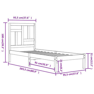 Giroletto Grigio in Legno Massello di Pino 90x200 cm 3104530