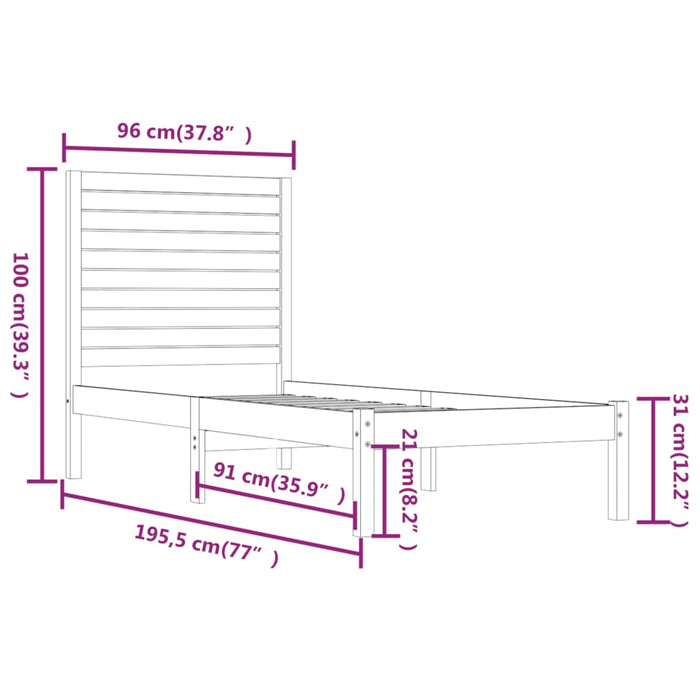 Giroletto Bianco in Legno Massello 90x190 cm Single 3104574