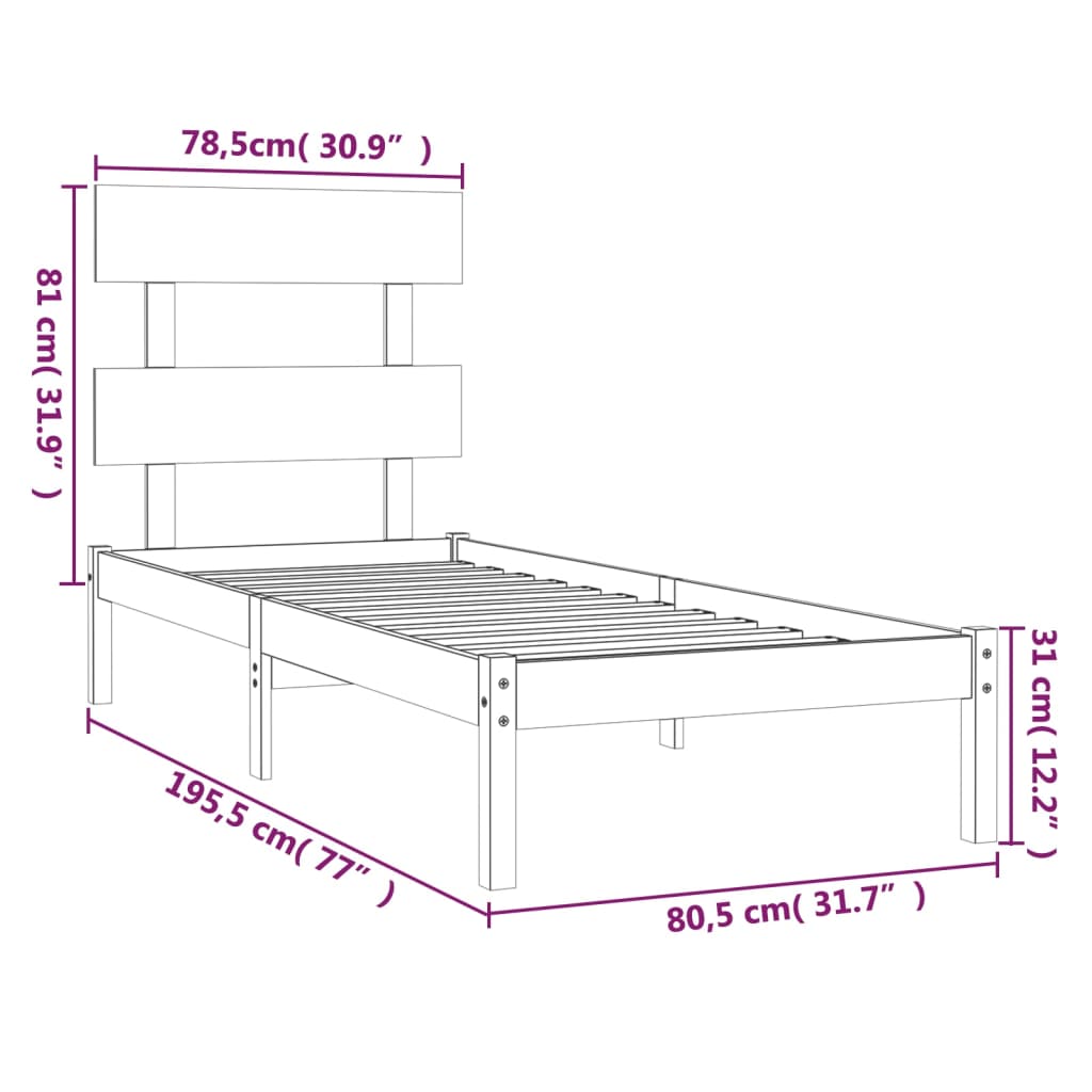 Giroletto in Legno Massello 75x190 cm Small Single 3104633