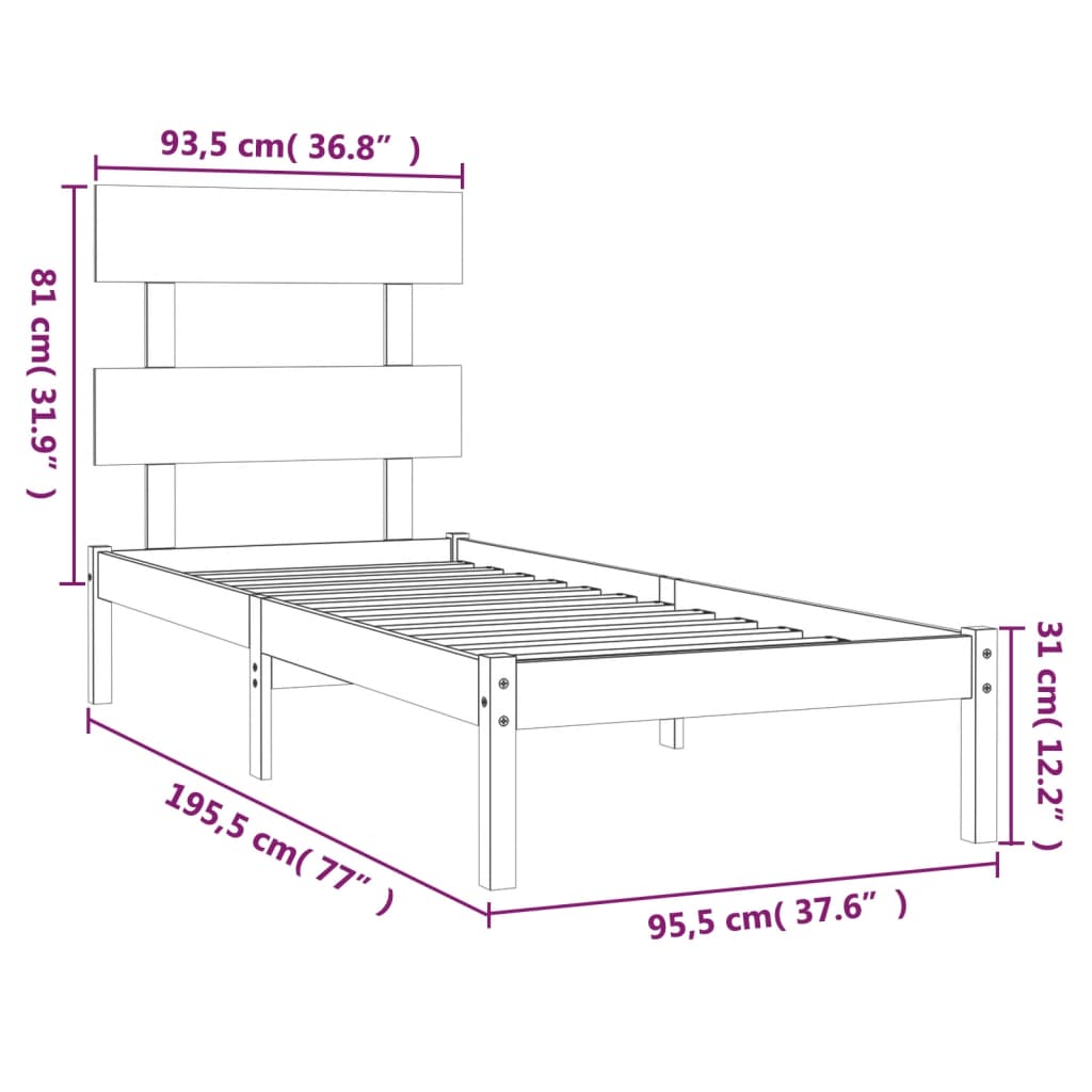 Giroletto in Legno Massello 90x190 cm 3FT6 Single cod mxl 42327