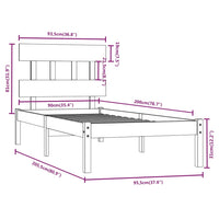 Giroletto Grigio in Legno Massello 90x200 cm 3104725