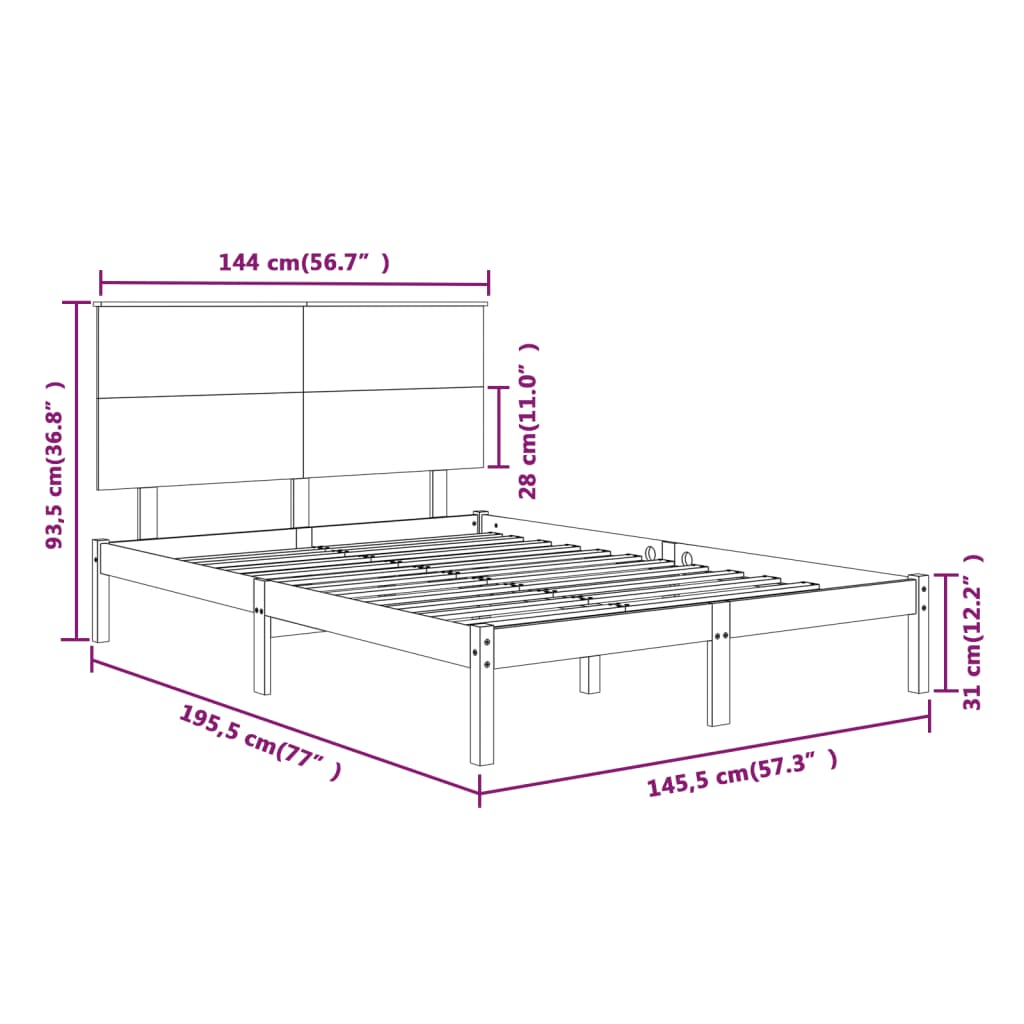 Giroletto Grigio in Legno Massello di Pino 140x190 cm 3104785