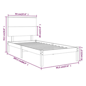 Giroletto in Legno Massello di Pino 90x200 cm 3104788