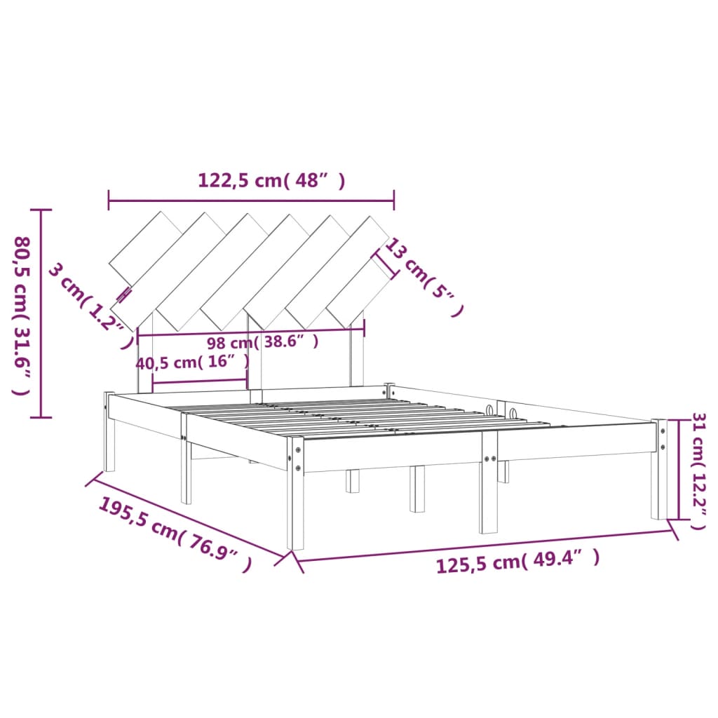 Giroletto Nero 120x190 cm 4FT Small Double in Legno Massello cod mxl 53544