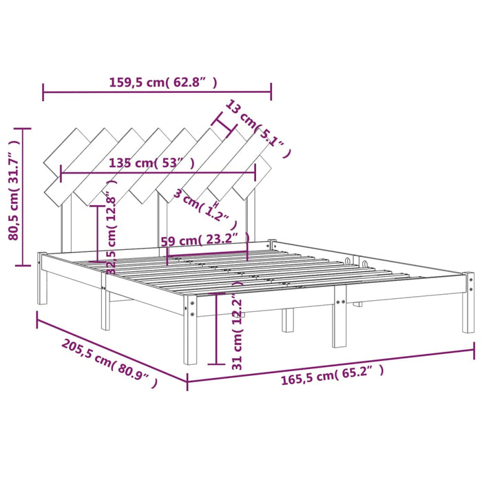 Giroletto Grigio 160x200 cm in Legno Massello 3104880