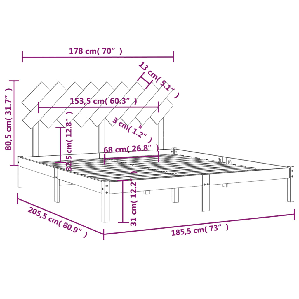 Giroletto Bianco 180x200 cm 6FT Super King in Legno Massello cod mxl 54766