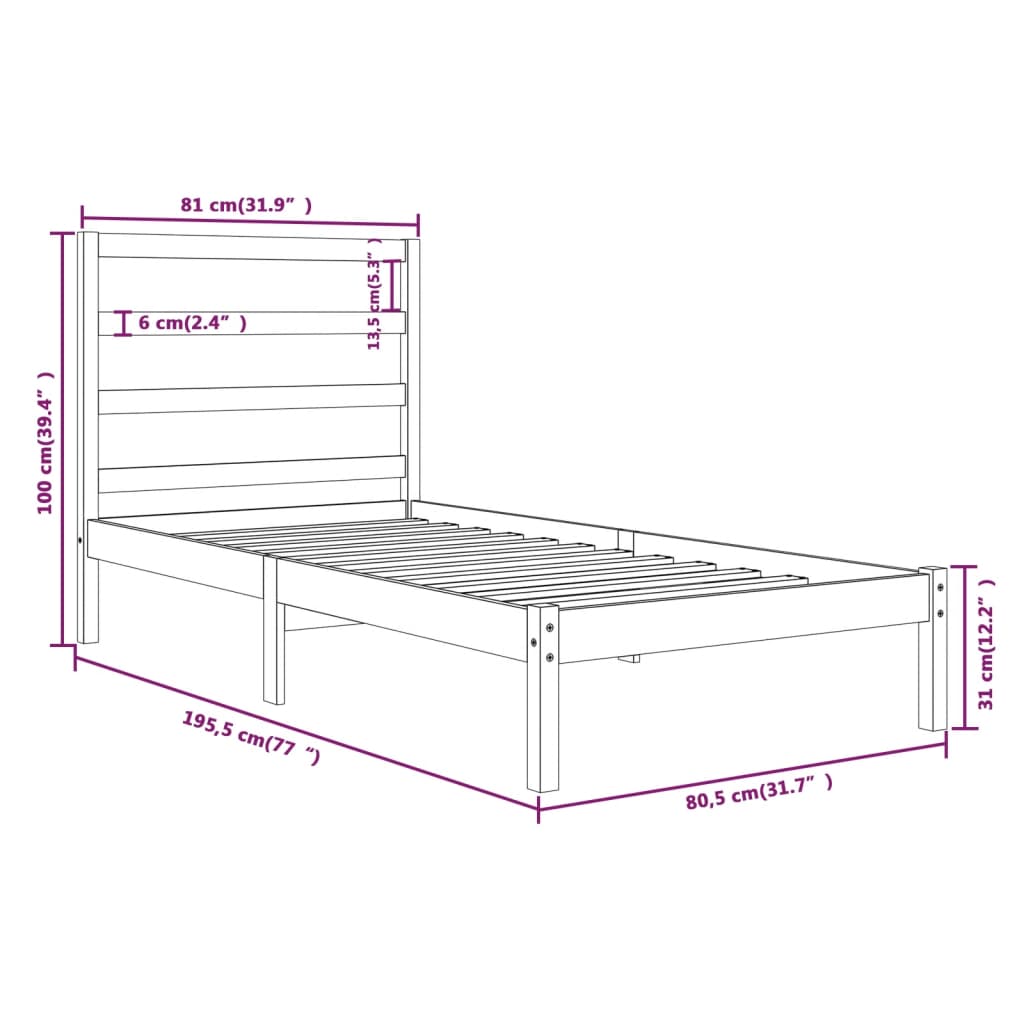 Giroletto in Legno Massello 75x190 cm Small Single 3104893