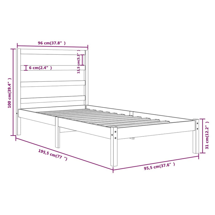 Giroletto Bianco in Legno Massello 90x190 cm Single 3104899