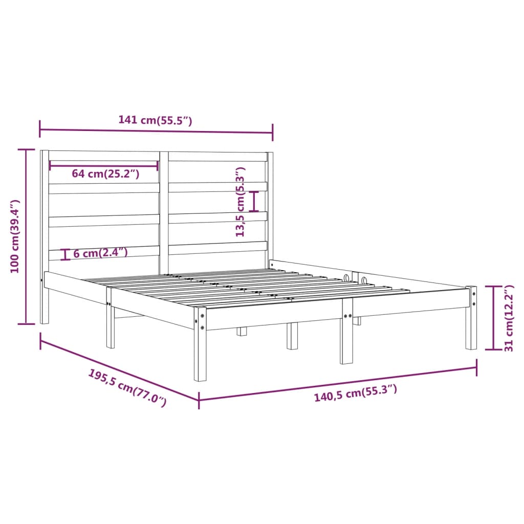 Giroletto in Legno Massello 135x190 cm 4FT6 Double cod mxl 57412