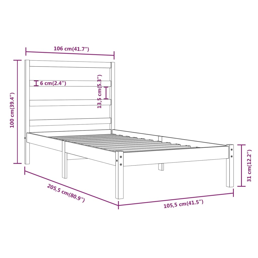 Giroletto in Legno Massello di Pino 100x200 cm 3104923