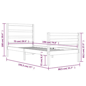 Giroletto in Legno Massello Bianco 75x190 cm Small Single 3104959