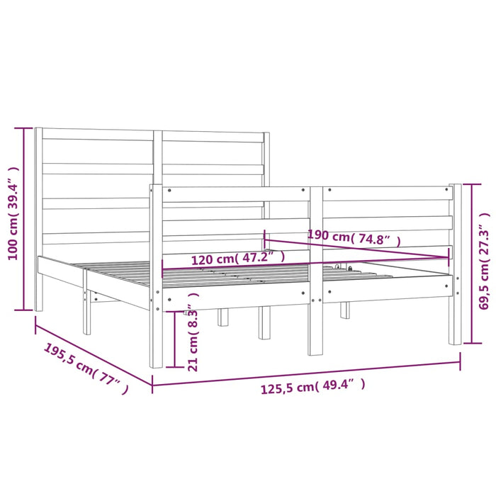 Giroletto in Legno Massello di Pino 120x190 cm 4FT Small Double 3104976