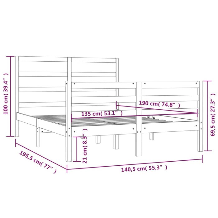 Giroletto in Legno Massello di Pino 135x190 cm 4FT6 Double cod mxl 57414