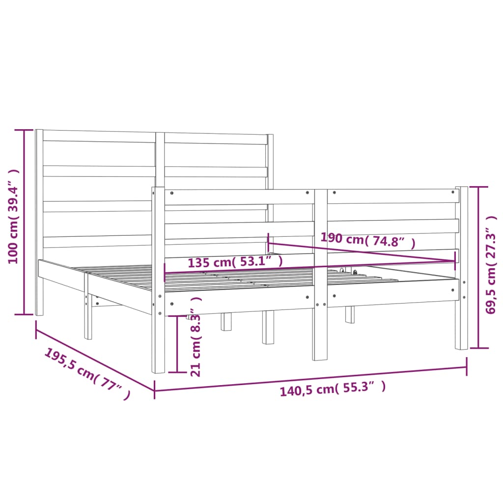 Giroletto in Legno Massello 135x190 cm Small Double 3104981