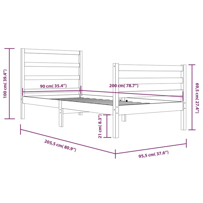 Giroletto Bianco in Legno Massello di Pino 90x200 cm cod mxl 59219