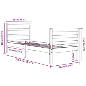 Giroletto Nero in Legno Massello di Pino 90x200 cm cod mxl 55299