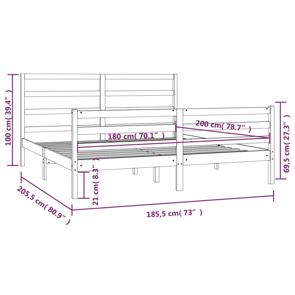 Giroletto Bianco in Legno Massello 180x200 cm Super King 3105022