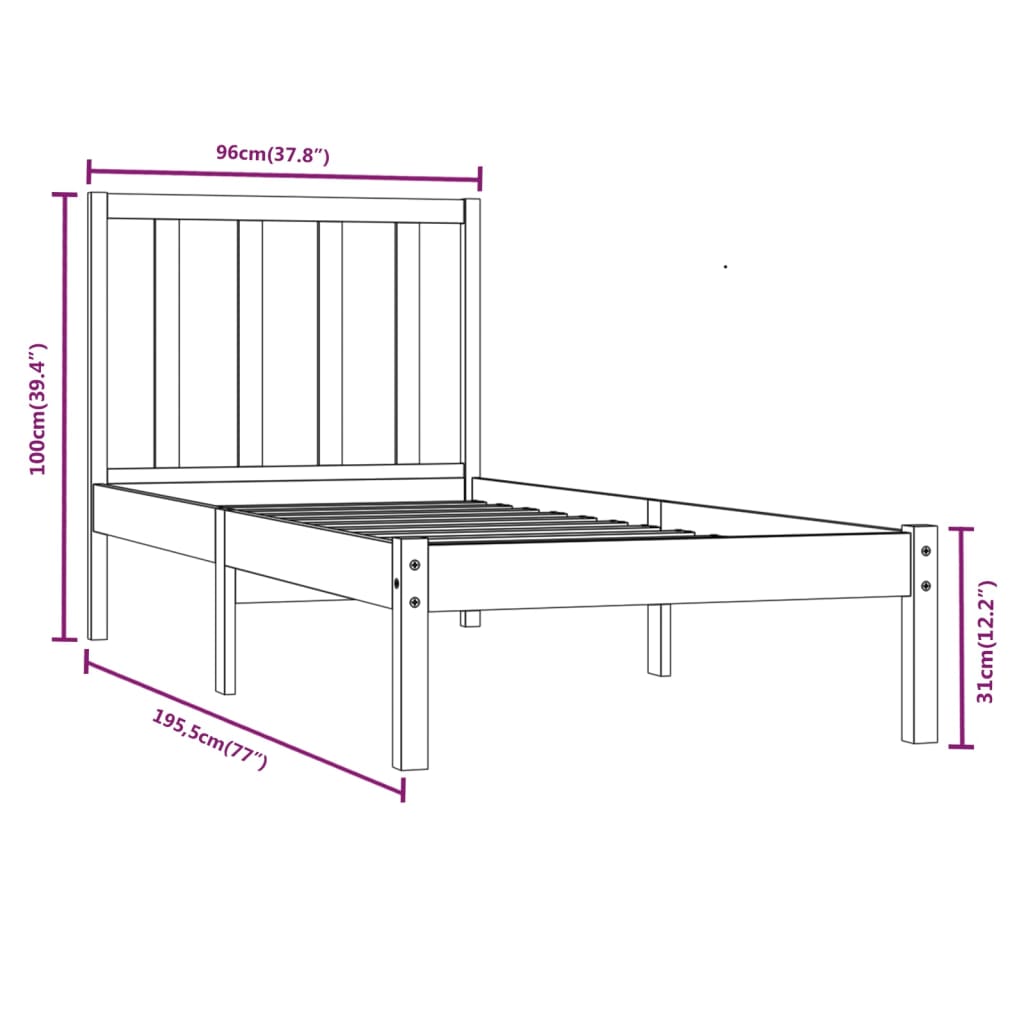 Giroletto in Legno Massello di Pino 90x190 cm 3FT Single cod mxl 61355