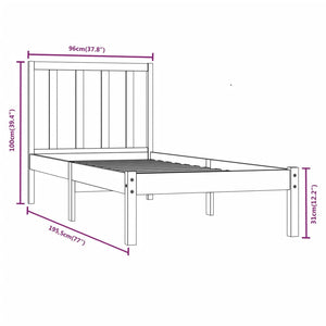 Giroletto Bianco in Legno Massello di Pino 90x190 cm 3FT Single cod mxl 64051