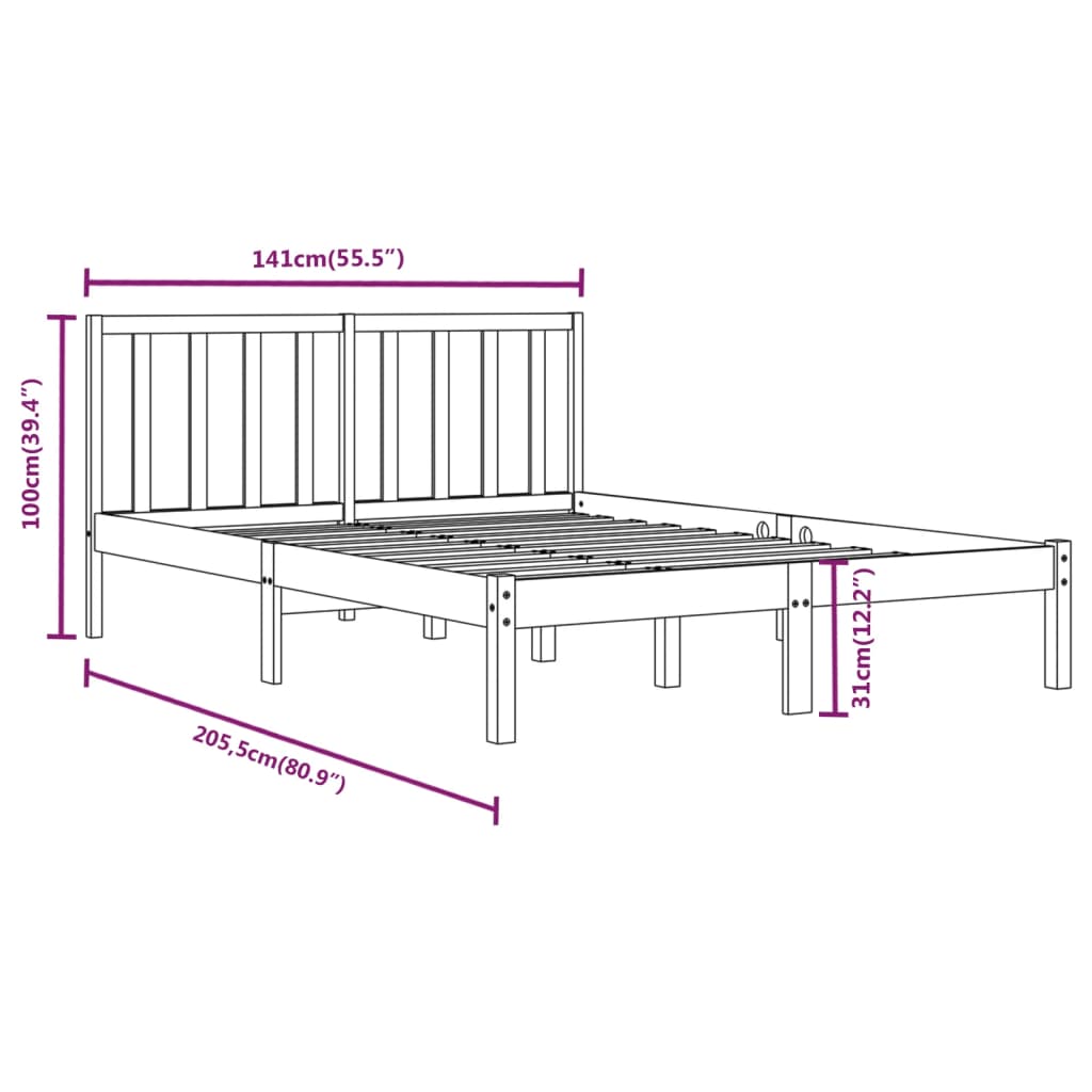 Giroletto in Legno Massello 135x190 cm Small Double 3105046