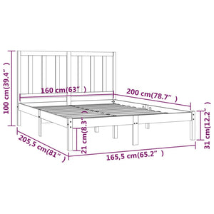 Giroletto Bianco in Legno Massello di Pino 160x200 cm 3105171