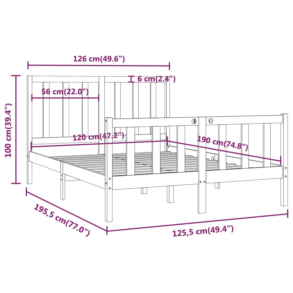 Giroletto Miele in Legno Massello 120x190 cm 4FT Small Double 3105198