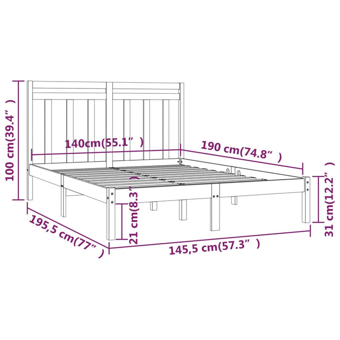 Giroletto Nero in Legno Massello 140x190 cm 3105234