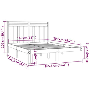 Giroletto Nero in Legno Massello 160x200 cm 3105264