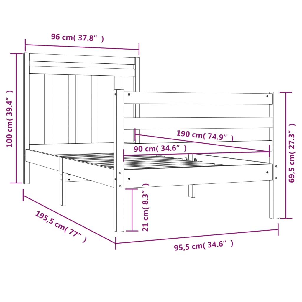 Giroletto in Legno Massello 90x190 cm 3FT Single cod mxl 34436