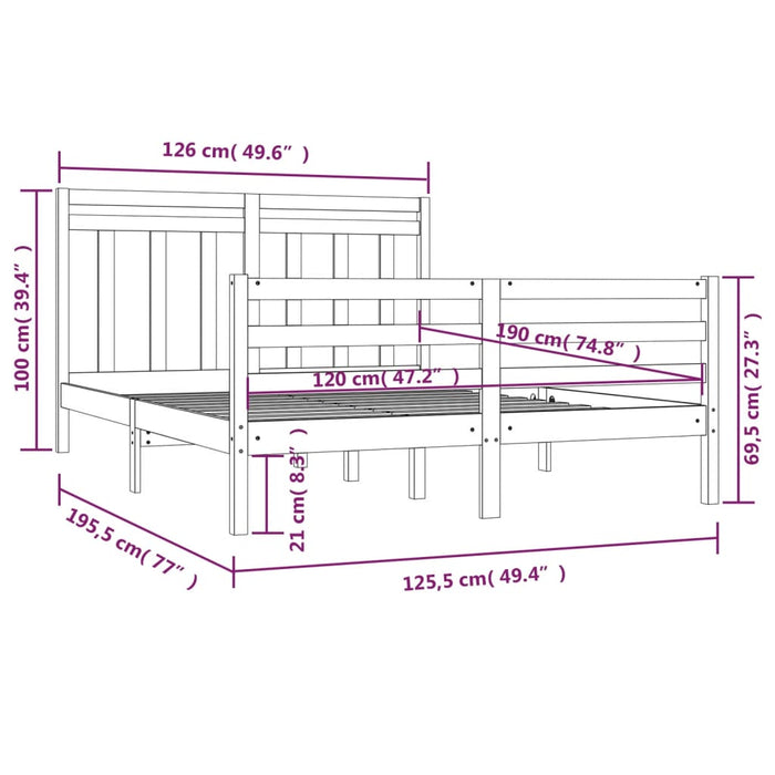 Giroletto in Legno Massello 120x190 cm 4FT Small Double 3105285