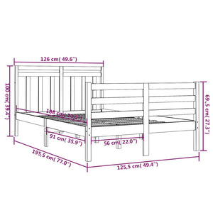 Giroletto Bianco in Legno Massello 120x190 cm Small Double 3105286