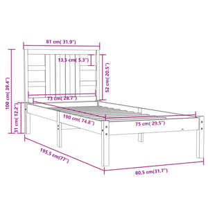 Giroletto in Legno Massello 75x190 cm 2FT6 Small Single cod mxl 57212