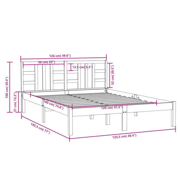 Giroletto Miele in Legno Massello 120x190 cm 4FT Small Double 3105378