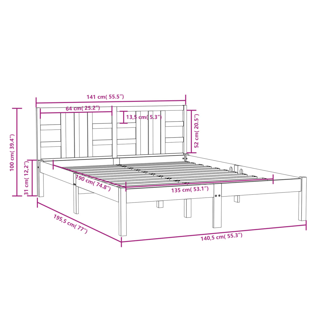 Giroletto in Legno Massello 135x190 cm 4FT6 Double cod mxl 56517