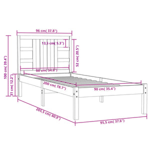 Giroletto Grigio in Legno Massello 90x200 cm 3105392