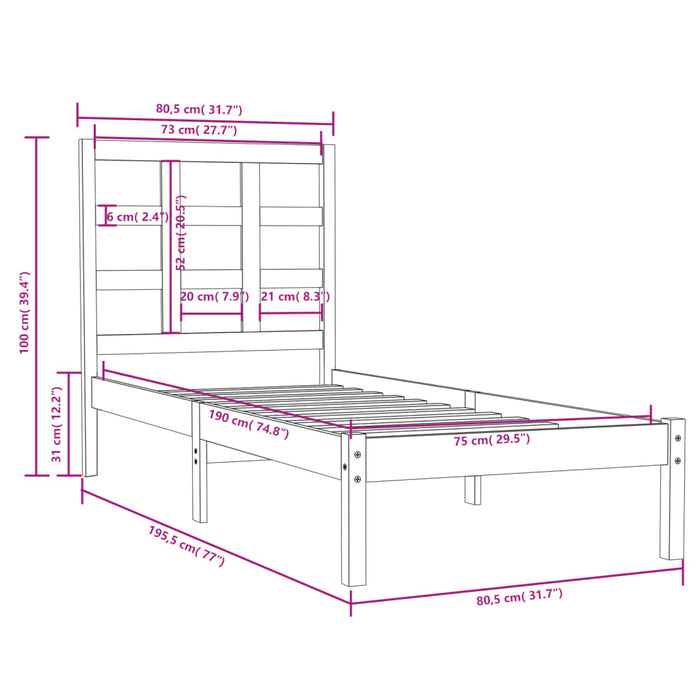 Giroletto in Legno Massello 75x190 cm Small Single 3105430