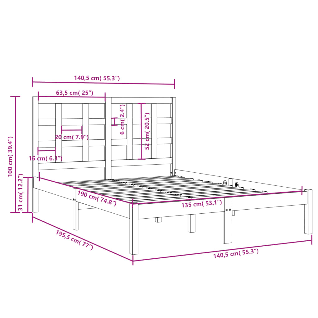 Giroletto in Legno Massello 135x190 cm Double 3105445