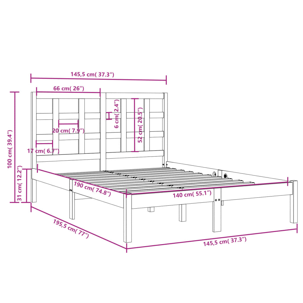 Giroletto Grigio in Legno Massello 140x190 cm 3105452