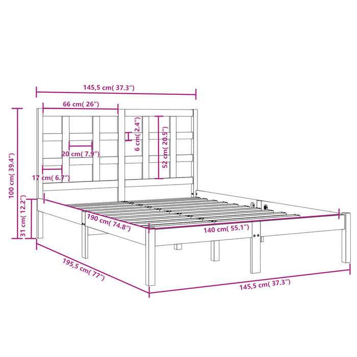 Giroletto Grigio in Legno Massello 140x190 cm 3105452