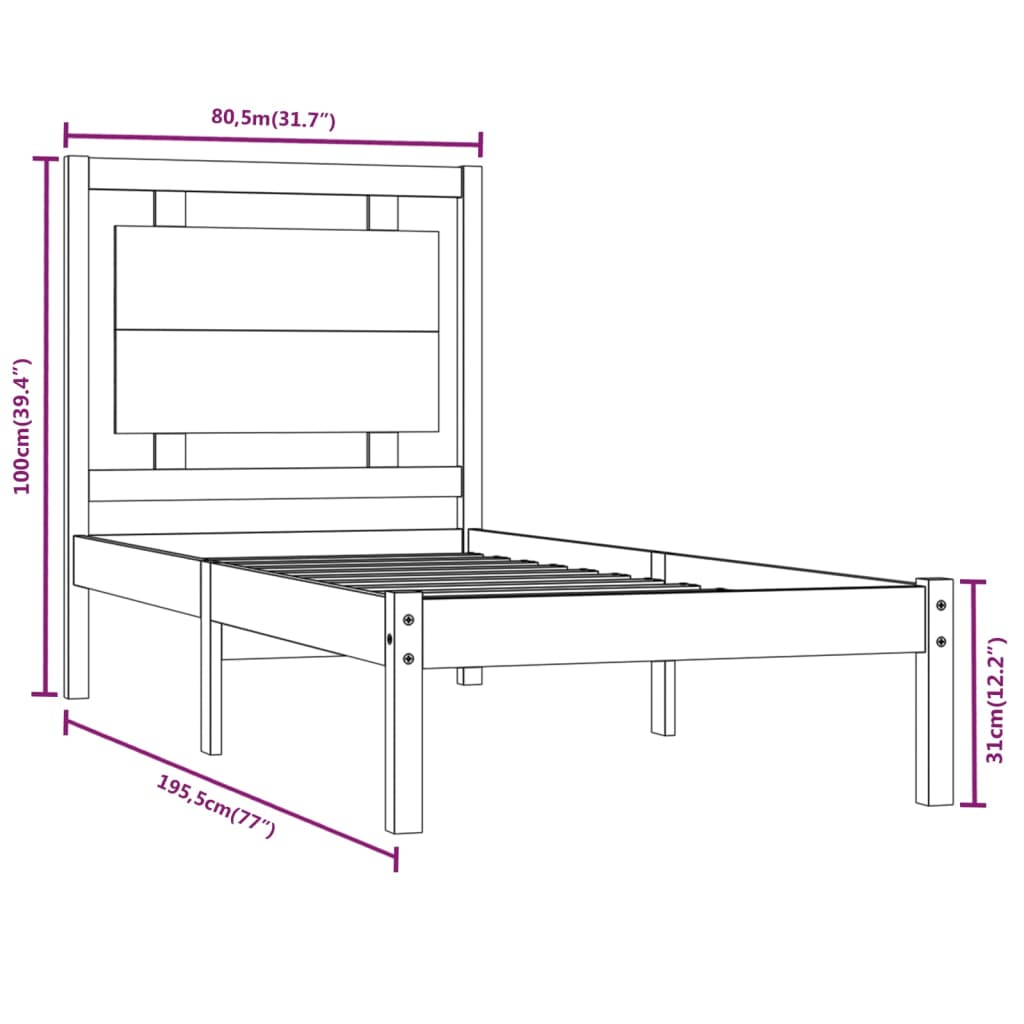 Giroletto in Legno Massello 75x190 cm Small Single 3105495