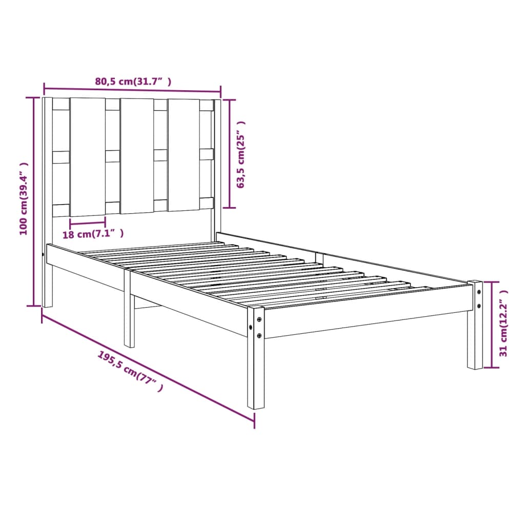 Giroletto in Legno Massello 75x190 cm Small Single 3105560