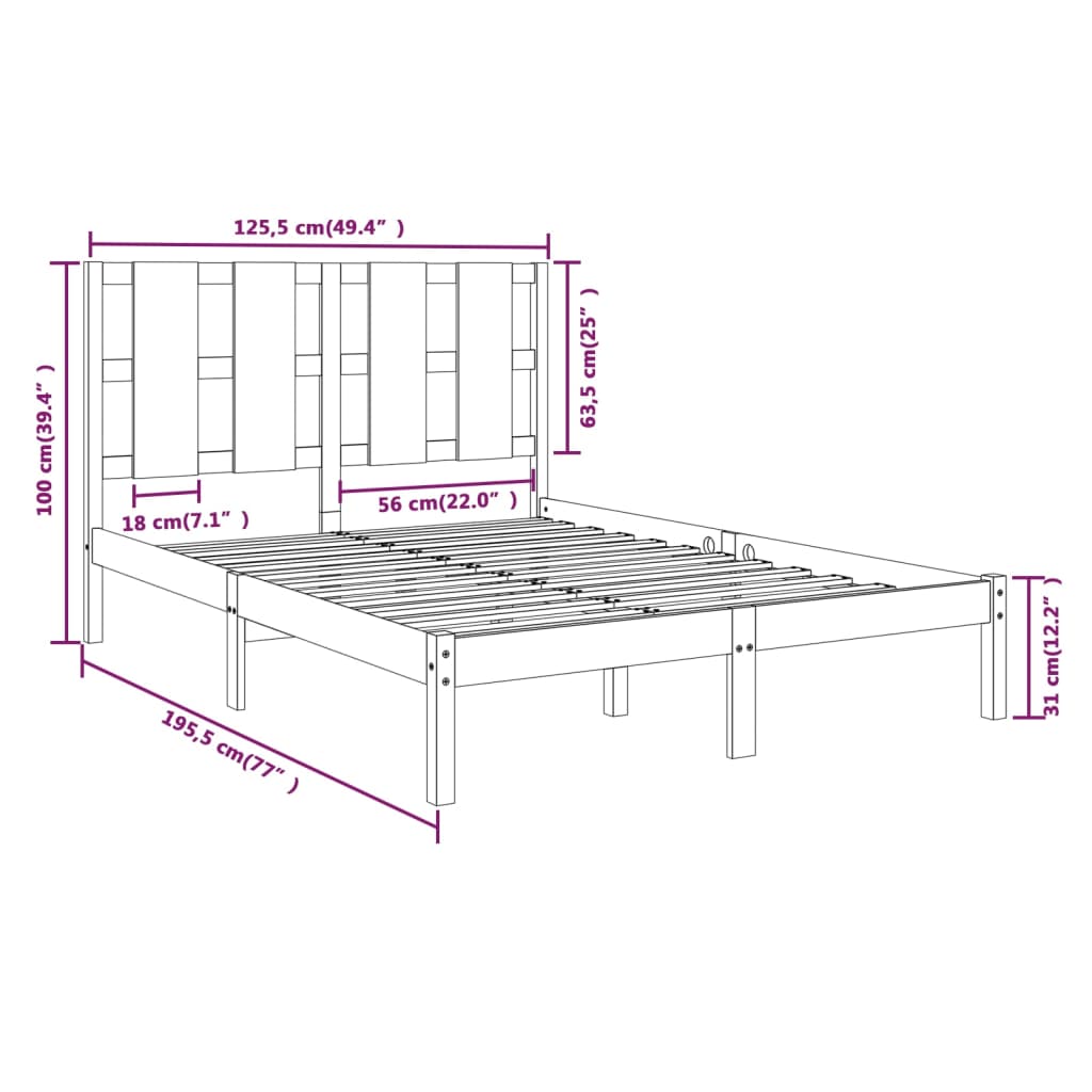 Giroletto in Legno Massello 120x190 cm 4FT Small Double 3105570